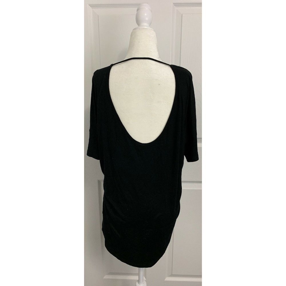Lush Super Soft Lace Back Black Tee Shirt Sz XS - Picture 5 of 6